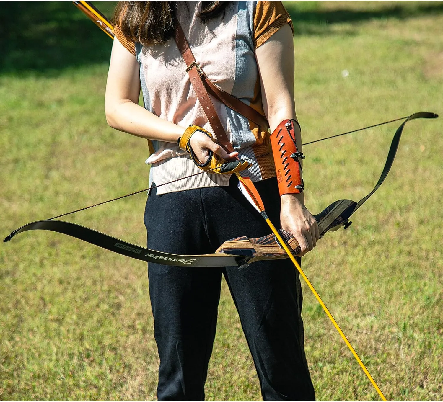 Deerseeker Archery 62" Takedown Recurve Bow Set for Adults & Youth with Right Hand & Left Handed Laminated Wooden Riser Bow Hunting Target Shooting 20-60lbs