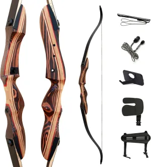 Deerseeker Archery 62" Takedown Recurve Bow Set for Adults & Youth with Right Hand & Left Handed Laminated Wooden Riser Bow Hunting Target Shooting 20-60lbs