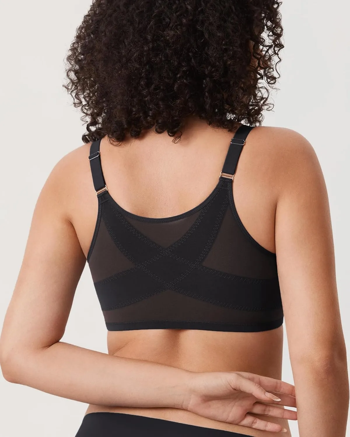 DELIMIRA Women's Cosnufy Posture Front Closure Bras Sheer Mesh Plus Size Underwire Unlined Bra
