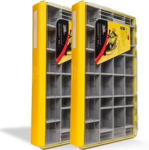 Deluxe Fishing Tackle Box, Waterproof 3600 and 3700 Tackle Trays, Organizer with Removable Dividers, Sealed Lure Box and Terminal Tackle Storage (2, 3700 Yellow)