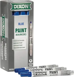 Dixon Industrial Paint Markers, Medium Tip, Box of 12 Markers, Blue (80228)