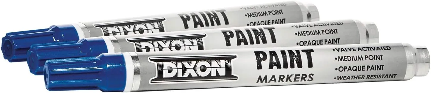 Dixon Industrial Paint Markers, Medium Tip, Box of 12 Markers, Blue (80228)