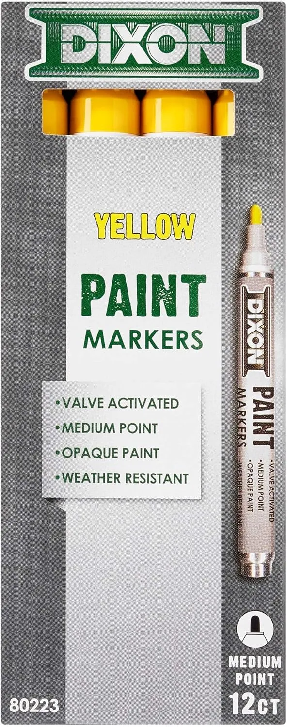 Dixon Paint Markers, Medium Tip, Box of 12, Yellow (80223)