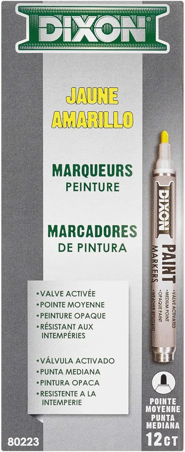 Dixon Paint Markers, Medium Tip, Box of 12, Yellow (80223)