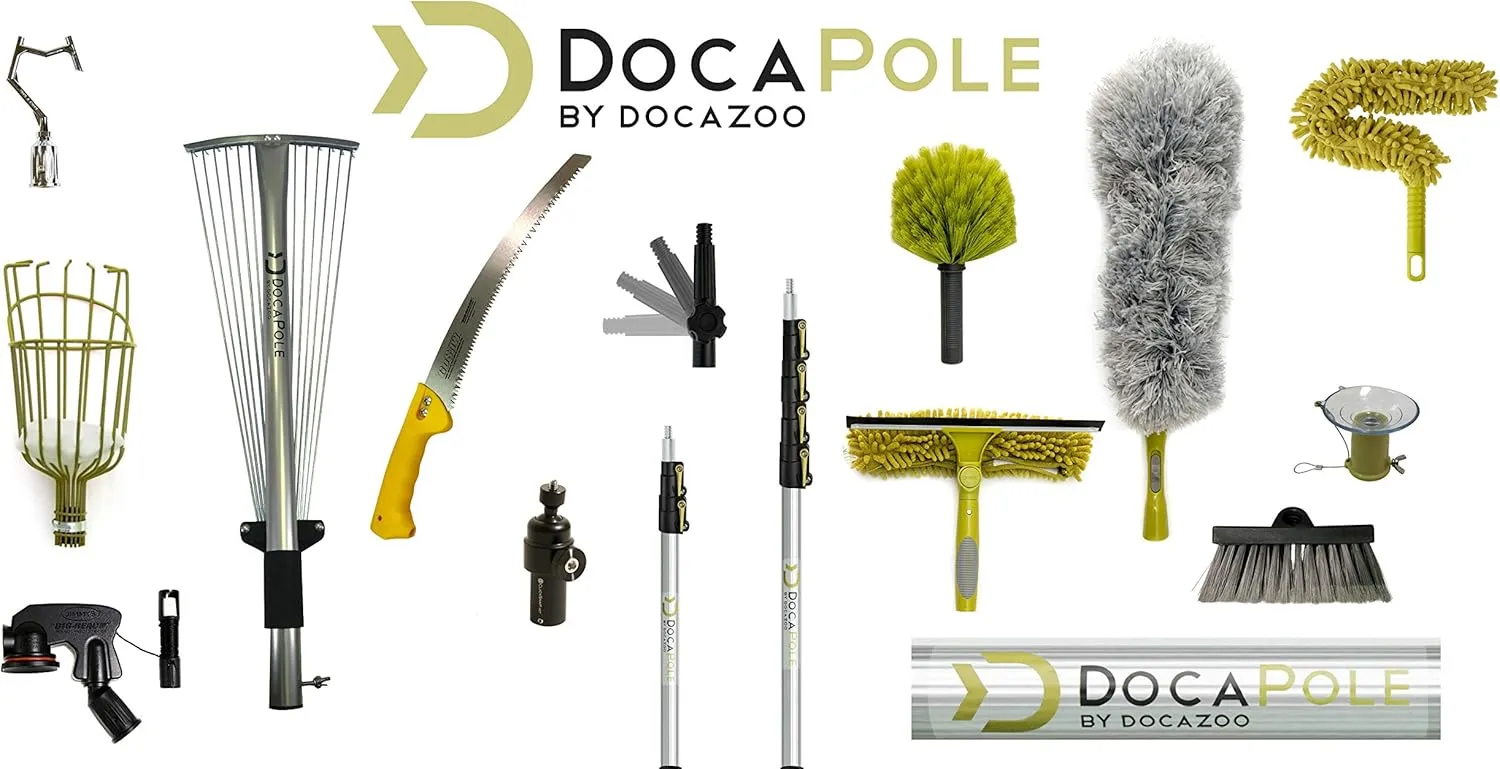 DOCA Gardening Tools 5-12 Ft - Extension Pole for Tree Trimming, Fruit Picker, Roof Rake for Leaves - Fruit Picker