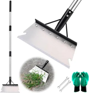 DOUBFIVSY Garden Cleaning Shovel, 54 Inch Multifunctional Flat Shovel Adjustable Long Handle Heavy Duty Garden Shovels Weed Scraper for Lawn Edging, Scraping, Weed and Ice Removal