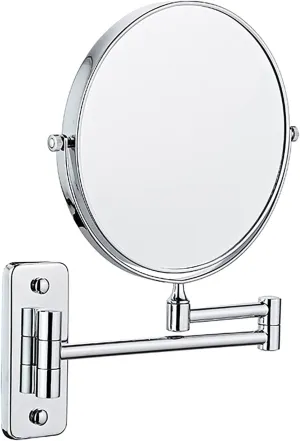 Double-Sided Cone Mirror, 3X Expandable Mirror, Wall-Mounted Makeup Mirror, Folding Mirror, 360 Degree Rotating Bathroom Mirror (Color : Silver)