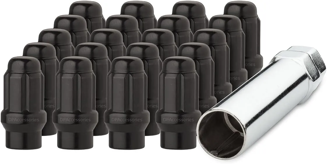 DPAccessories 20 Black 1/2-20 Closed End ET Spline Tuner Lug Nuts for Aftermarket Wheels LCE3L2HESBK04020