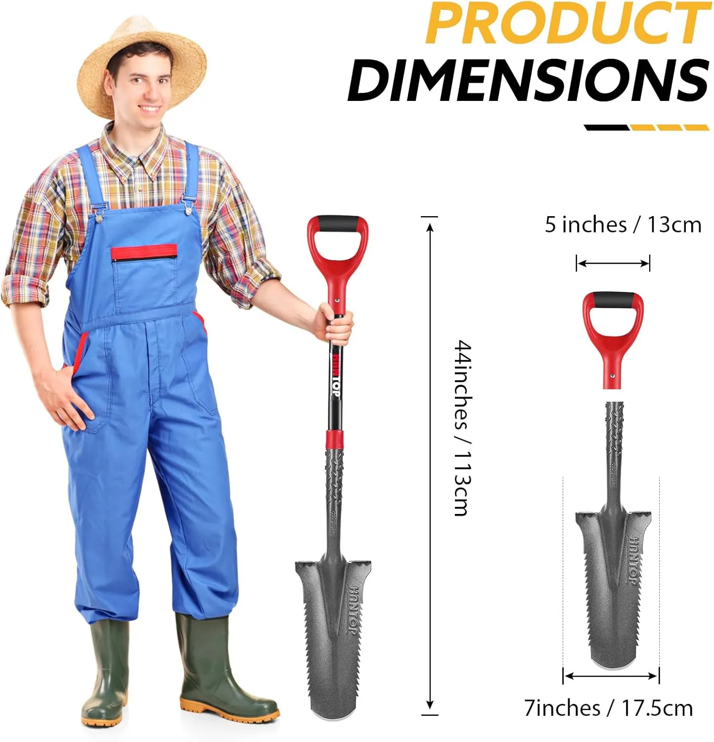 Drain Spade Digging Spade Shovel Trenching Spade Garden Spade Shovel for Deep Digging Transplanting,44 inches