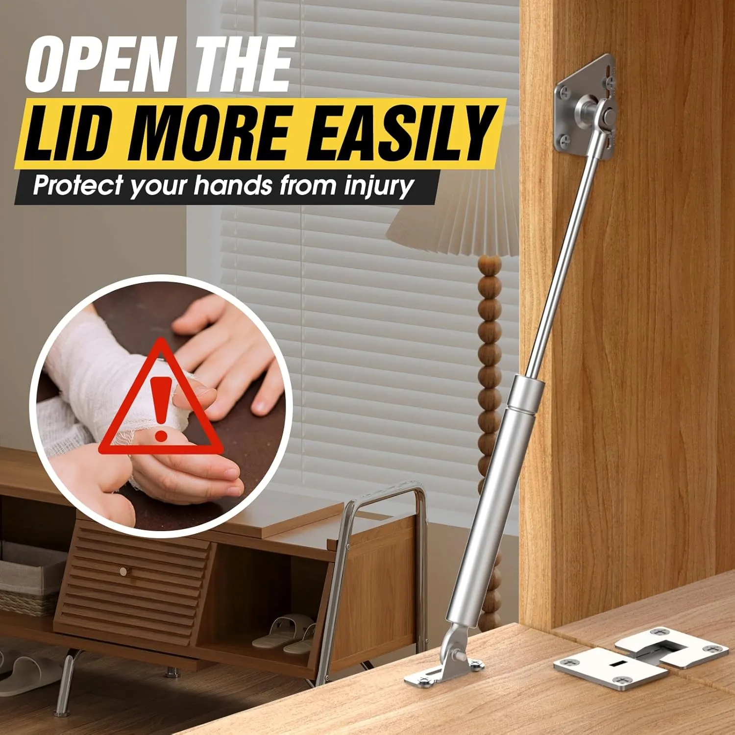 Drop Down Gas Struts,Gas Spring Hinge,for Cabinet and Desk Downward Flap Slowly Down,with 90 Degree Page Turning axis,Only Open Down The Door