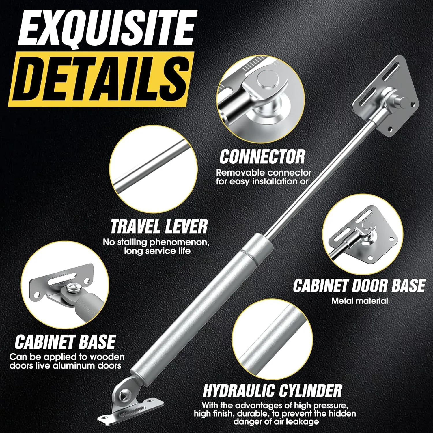Drop Down Gas Struts,Gas Spring Hinge,for Cabinet and Desk Downward Flap Slowly Down,with 90 Degree Page Turning axis,Only Open Down The Door