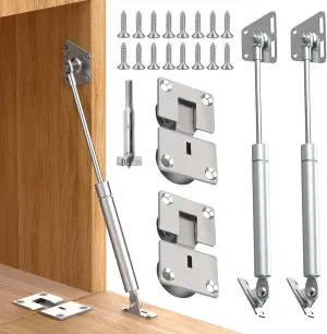 Drop Down Gas Struts,Gas Spring Hinge,for Cabinet and Desk Downward Flap Slowly Down,with 90 Degree Page Turning axis,Only Open Down The Door