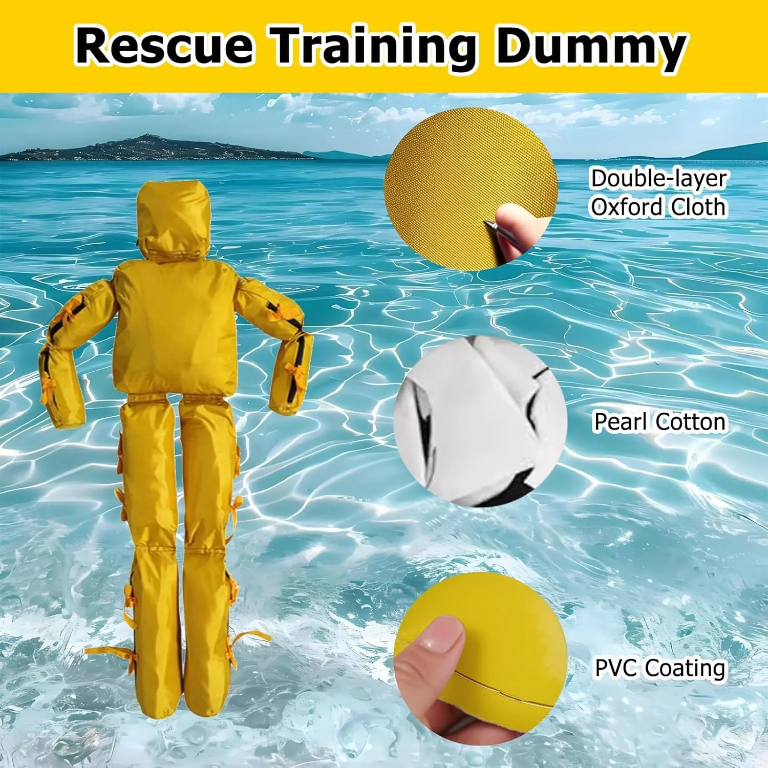 Drowning Drill Model for School/Community, 170 175 CM Tall Water Life-Saving Training Dummy, Adjustable Swimming Training Dummy, Double Waterproof Oxford Cloth
