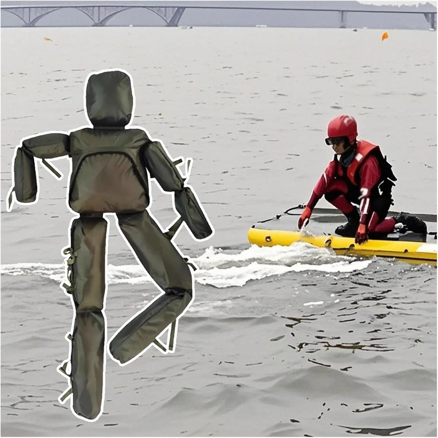 Drowning Drill Model for School/Community, 170 175 CM Tall Water Life-Saving Training Dummy, Adjustable Swimming Training Dummy, Double Waterproof Oxford Cloth