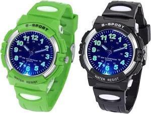 DTKID Colorful Light Children's Watch Boys Girls,Kid Waterproof Analog Watch Soft Rubber Band Easy to Read Dial Time Lessons Wristwatch Children 5-18 Years Old