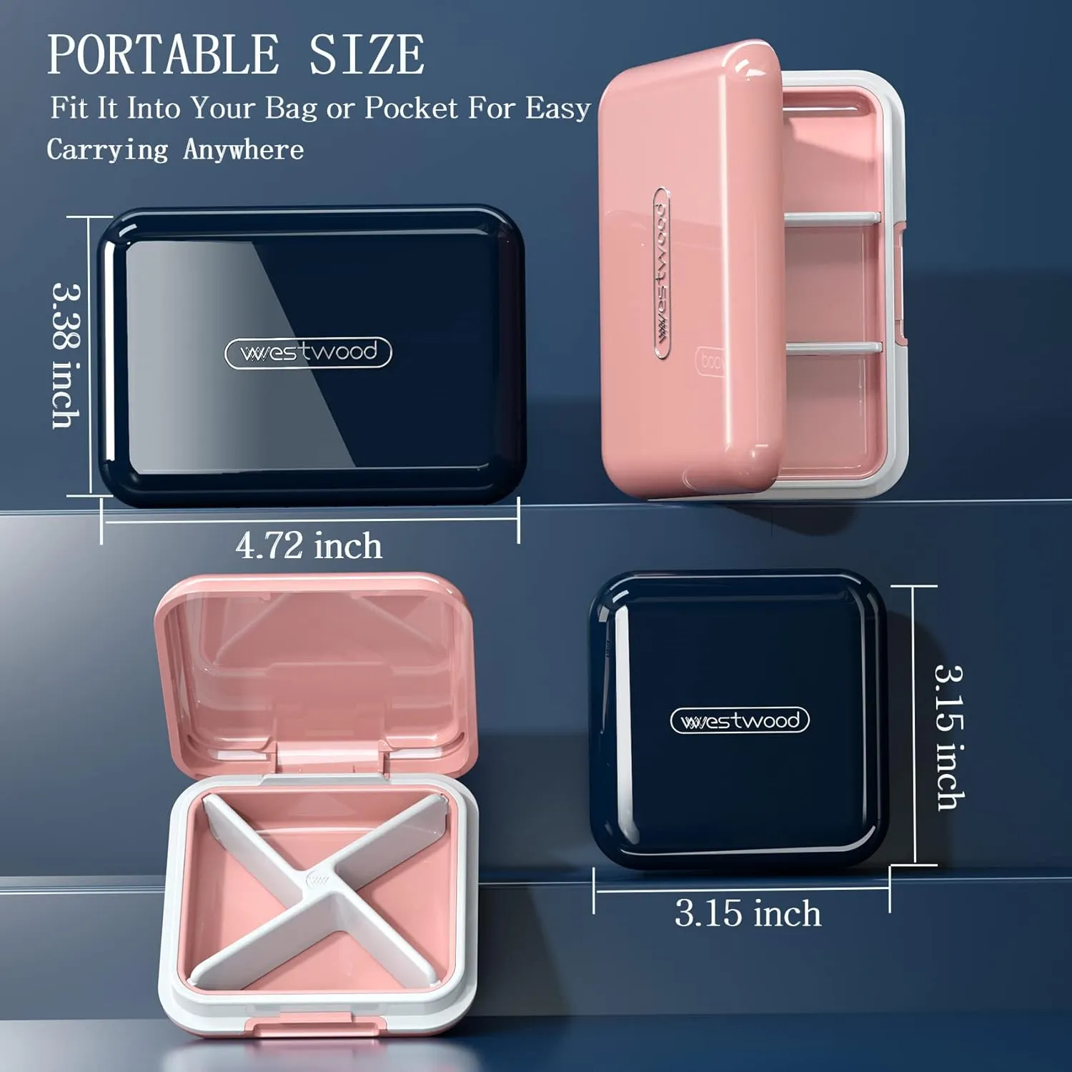 DUBSTAR Travel Pill Organizer Moisture Waterproof Small Pill Box for Pocket Purse 4 6 Compartments Portable Pill Case Medicine Vitamin Holder Container,Black