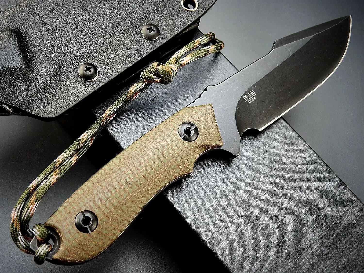Eafengrow EF130 Fixed Blade Knife, DC53 Steel Blade,G10/Micarta Handle Full Tang EDC Fixed Knifes Straight Knife for Working Camping Hunting Field Adventure Survival