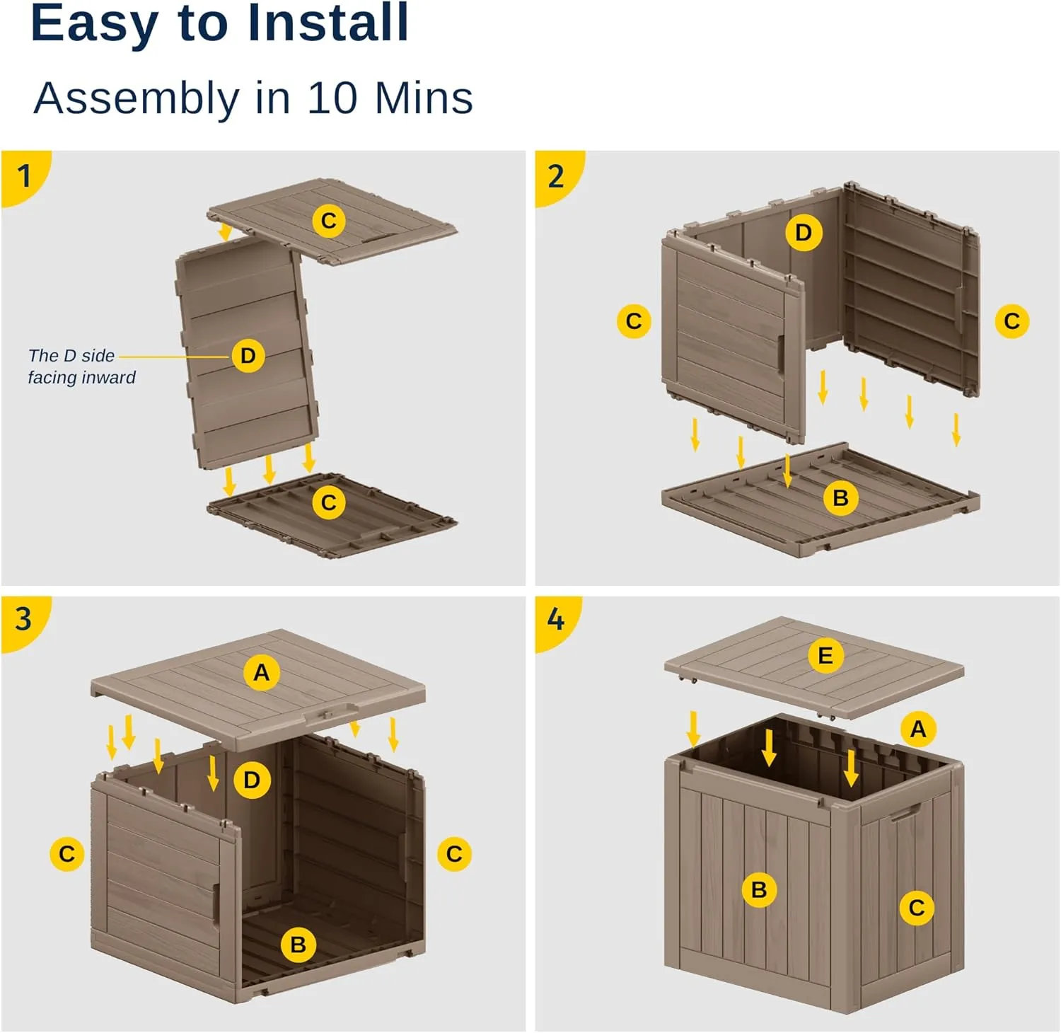 EAST OAK Outdoor Storage Box, 31 Gallon Deck Box, Waterproof Resin Storage Bin for Patio Cushions, Gardening Tools, Pool Accessories, Lockable, UV Resistant, Brown