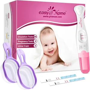 Easy@Home Ovulation & Pregnancy Test Kit: 50 Ovulation Test Strips   3 Pregnancy Tests   2 Collapsible Pee Cups - Accurate LH Surge Tracking & Early hCG Detection & Hygienic Home Use Urine Cup for TTC