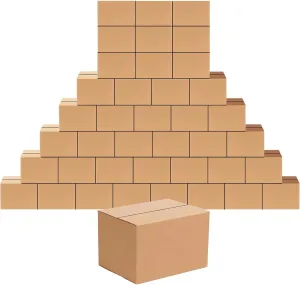 Edenseelake 40 Pack 8x6x6 inches Shipping Boxes Corrugated Cardboard Boxes for Packing, Moving, Mailing, Brown