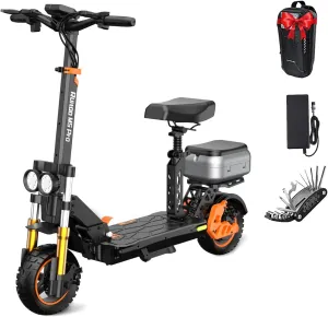 Electric Scooter Adults 1600 W Motor 50 Miles Long Range & 35 MPH Top Speed 11" Off Road Tire Folding E-Scooter 48V 20.8AH Battery Kick Scooter with Detachable Seat for Commuter Outdoor