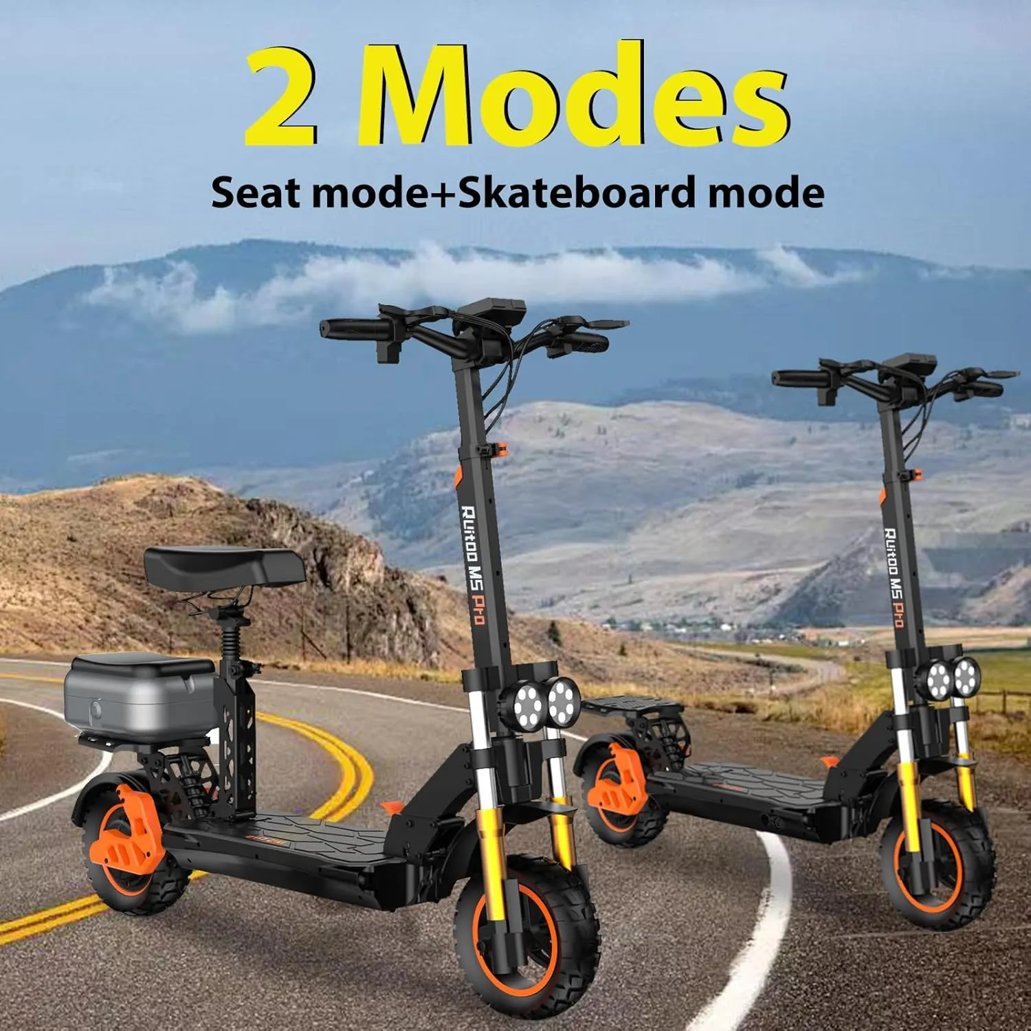 Electric Scooter Adults 1600 W Motor 50 Miles Long Range & 35 MPH Top Speed 11" Off Road Tire Folding E-Scooter 48V 20.8AH Battery Kick Scooter with Detachable Seat for Commuter Outdoor