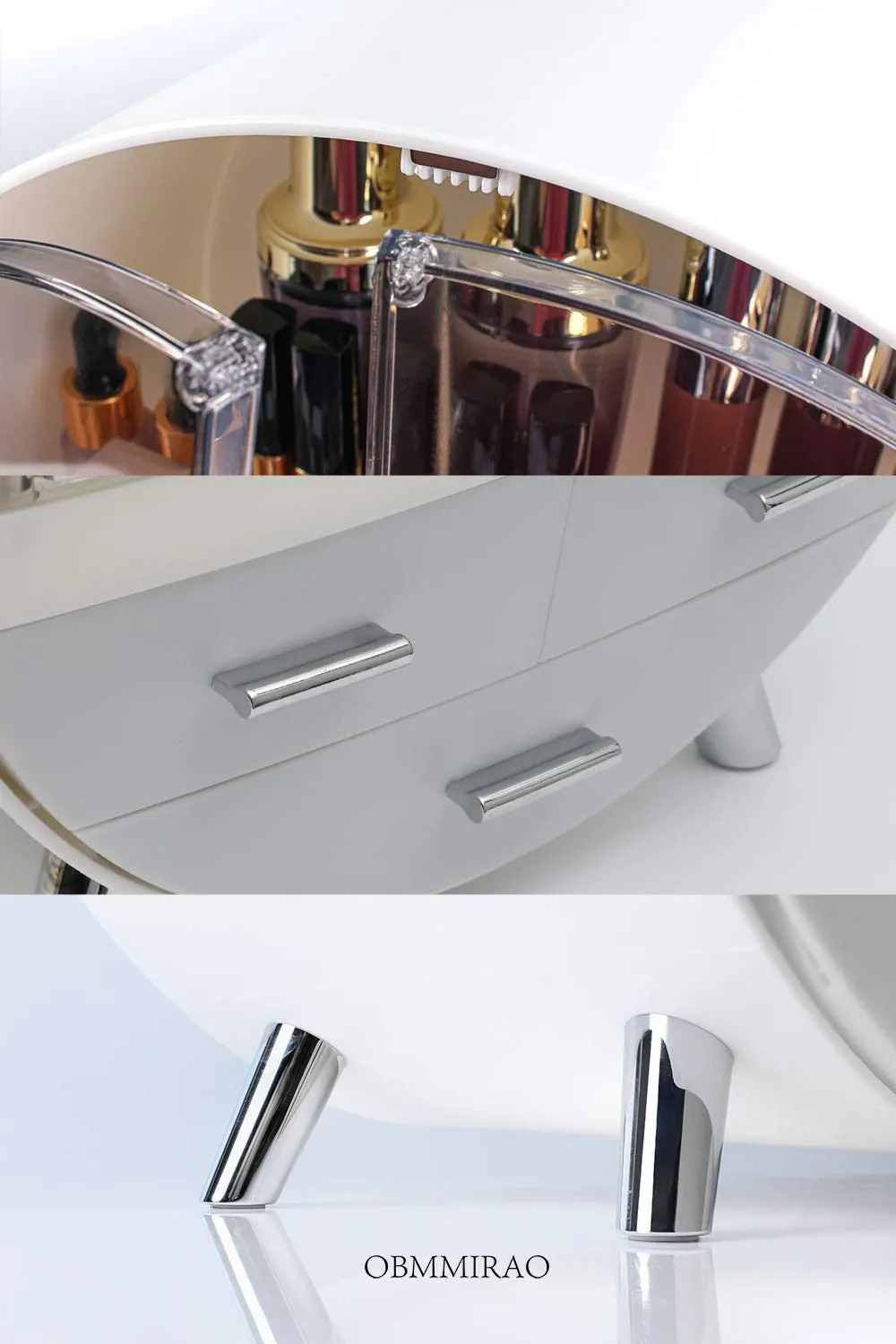 Elegant Dustproof Makeup Storage Organizer Box, Waterproof Medium Cosmetics Organizer Storage with Drawers Skincare Cosmetic Display Cases for Countertop Bathroom Dresser Dedroom