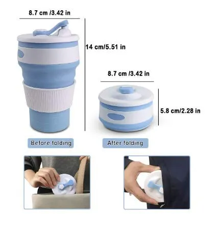 EMERGE Collapsible Travel Coffee Mug 350 ML (Sky Blue)