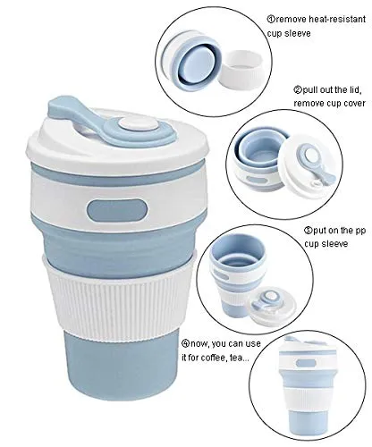 EMERGE Collapsible Travel Coffee Mug 350 ML (Sky Blue)