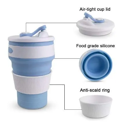EMERGE Collapsible Travel Coffee Mug 350 ML (Sky Blue)