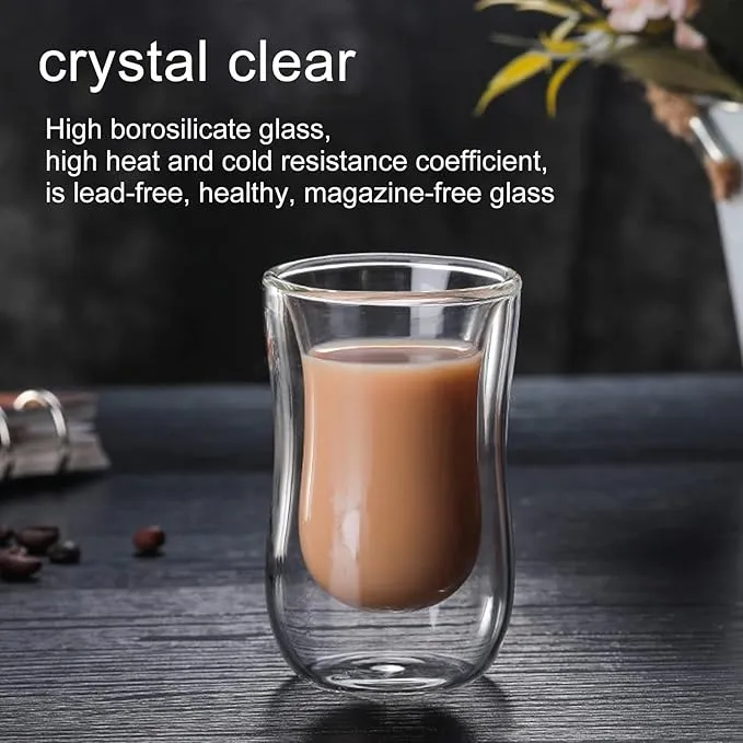 EMERGE Double Wall Coffee Cup Heat Resistant Glass Pack of 2 - 125ML