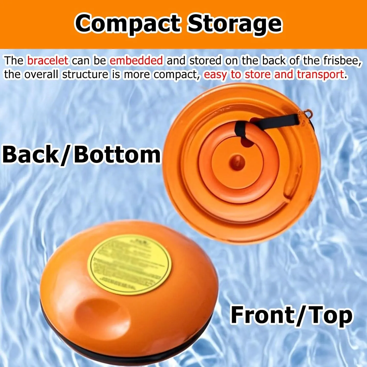 Emergency Rescue Disc 2 Pack, Orange Portable Water Life Saving Frisbee for Adults/Kids, with Dia 0.15in Rope, High-Visibility Water Rescue Tool Set Water-Resistant(2 Items)