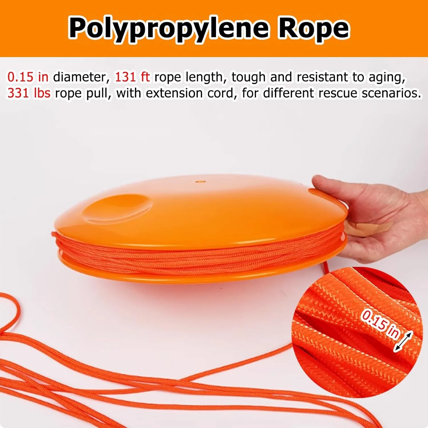 Emergency Rescue Disc 2 Pack, Orange Portable Water Life Saving Frisbee for Adults/Kids, with Dia 0.15in Rope, High-Visibility Water Rescue Tool Set Water-Resistant(2 Items)