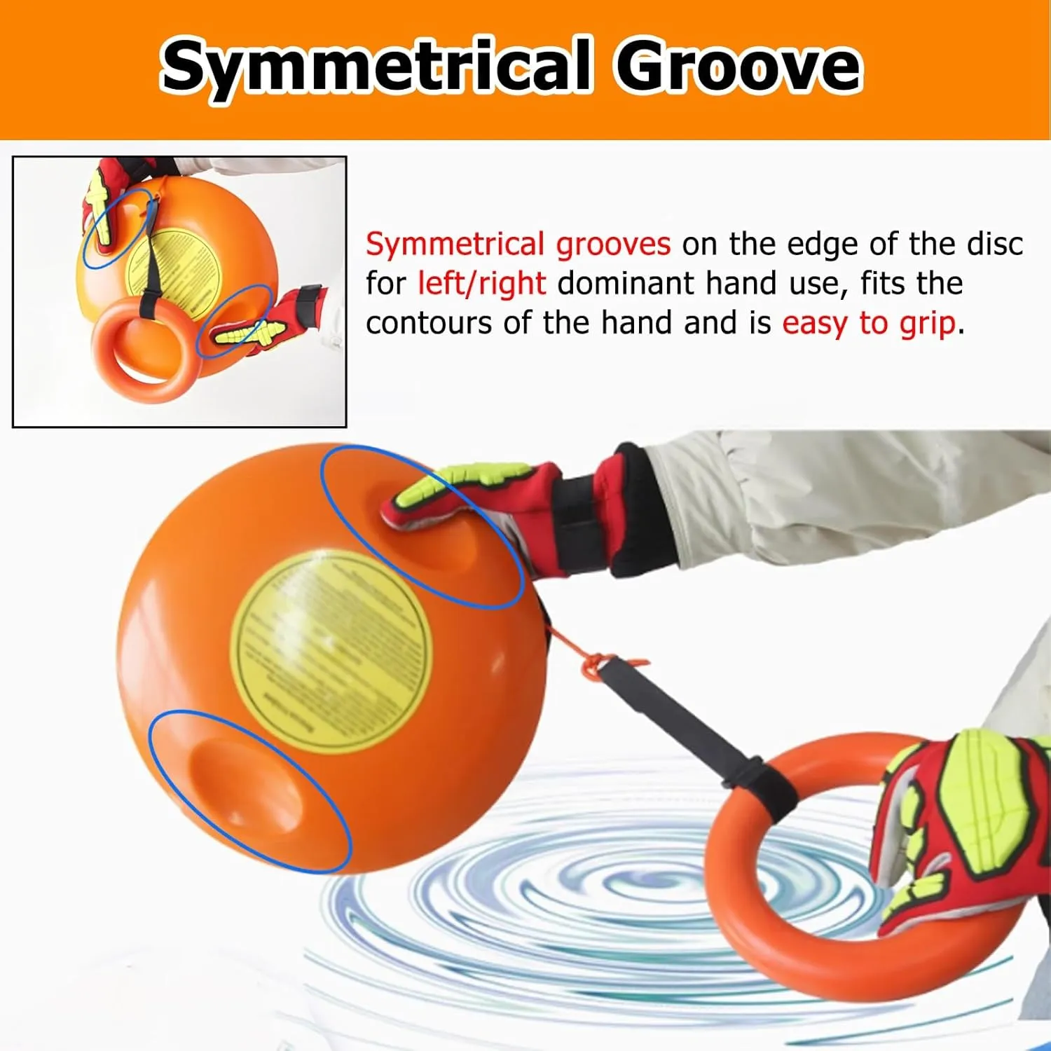 Emergency Rescue Disc 2 Pack, Orange Portable Water Life Saving Frisbee for Adults/Kids, with Dia 0.15in Rope, High-Visibility Water Rescue Tool Set Water-Resistant(2 Items)