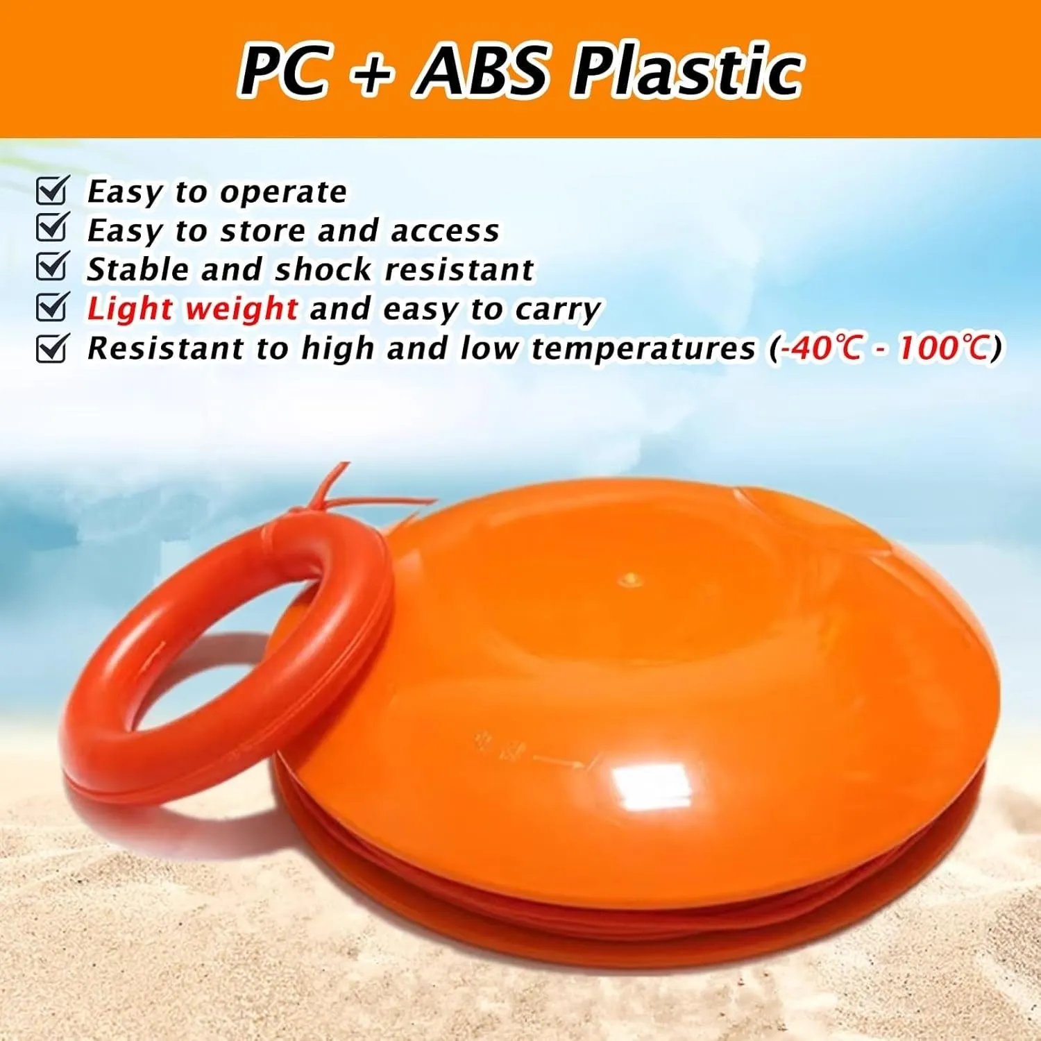 Emergency Rescue Disc , Orange Portable Water Life Saving Frisbee For Adults/Kids, With 131ft Rope, High-Visibility Water Rescue Tool Set ,Marine Handthrow Life Saving Device For Flood Relief(1 piece)