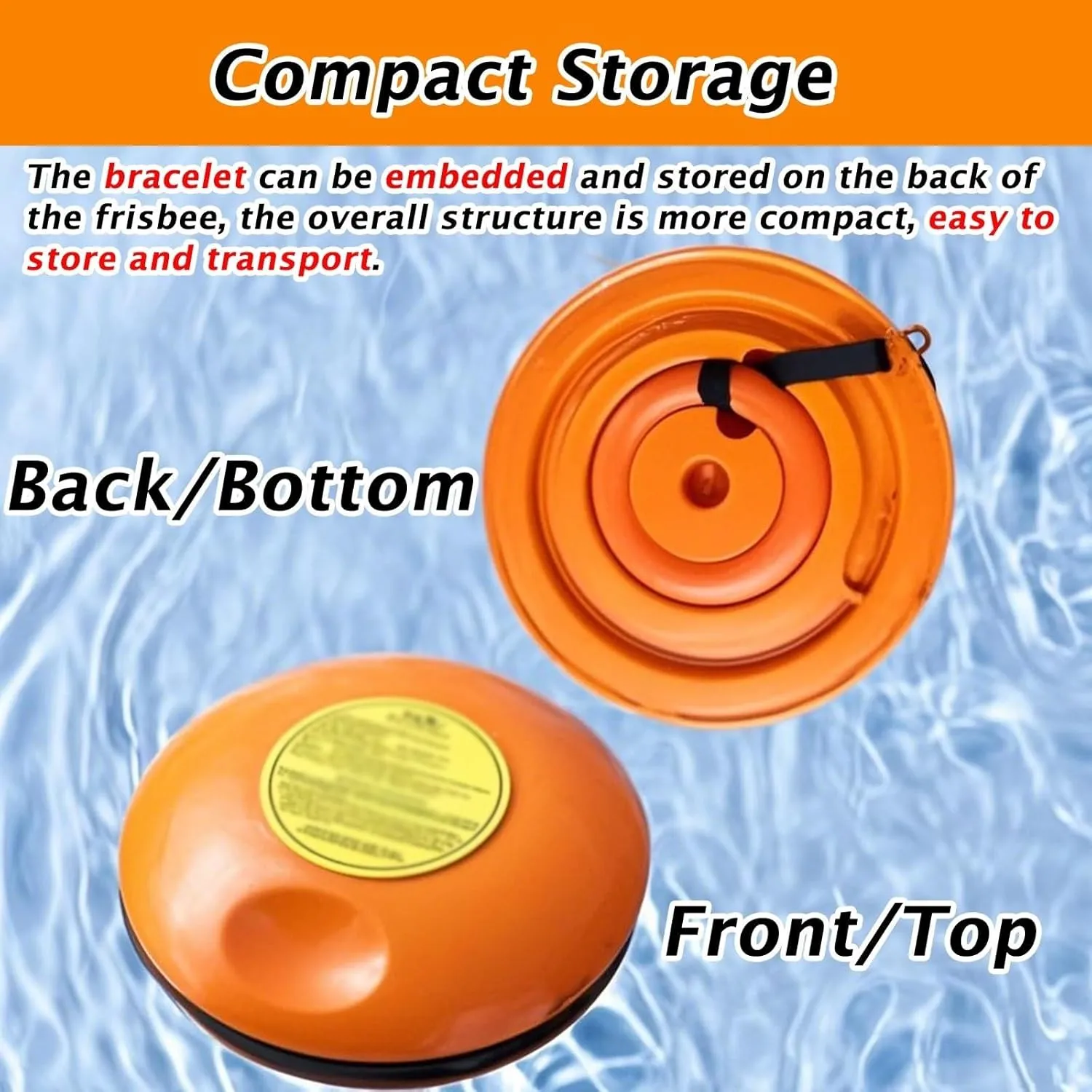 Emergency Rescue Disc , Orange Portable Water Life Saving Frisbee For Adults/Kids, With 131ft Rope, High-Visibility Water Rescue Tool Set ,Marine Handthrow Life Saving Device For Flood Relief(1 piece)