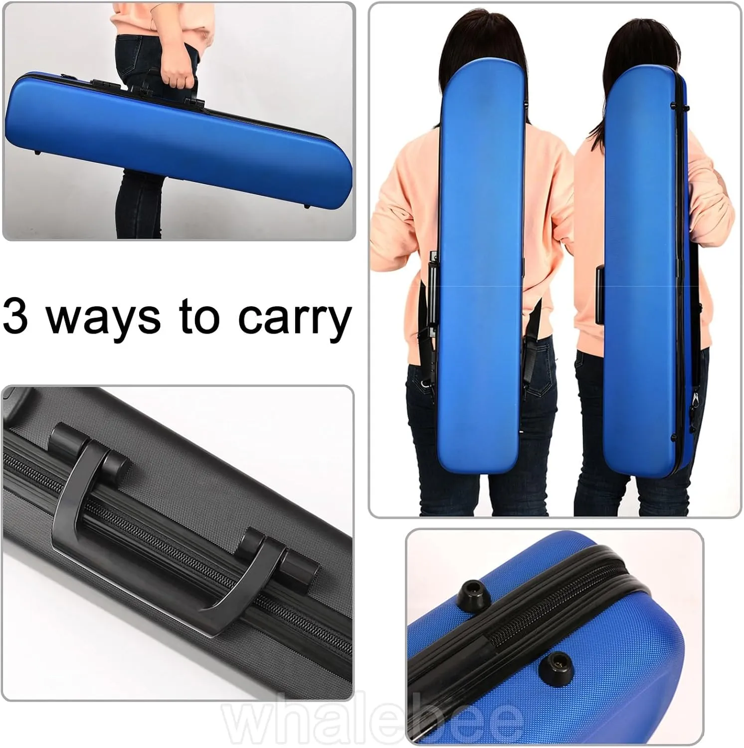 Erhu Case Bag Hard Case Resin Erhu Box Shockproof and Fall Erhu Case Oblong with Humidity Meter, Password Lock, 3 Ways of Carrying Adjustable Shoulder Straps Erhu Cover Case