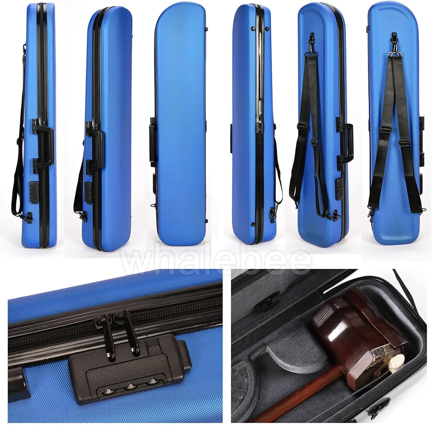 Erhu Case Bag Hard Case Resin Erhu Box Shockproof and Fall Erhu Case Oblong with Humidity Meter, Password Lock, 3 Ways of Carrying Adjustable Shoulder Straps Erhu Cover Case