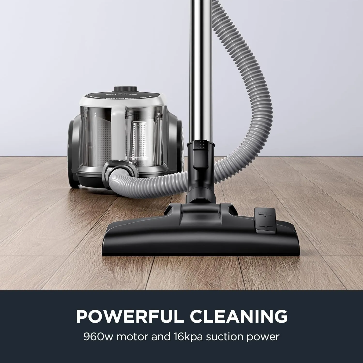 Eureka Bagless Canister Vacuum Cleaner, Lightweight Vac for Carpets and Hard Floors, Silver with Black, NEN180