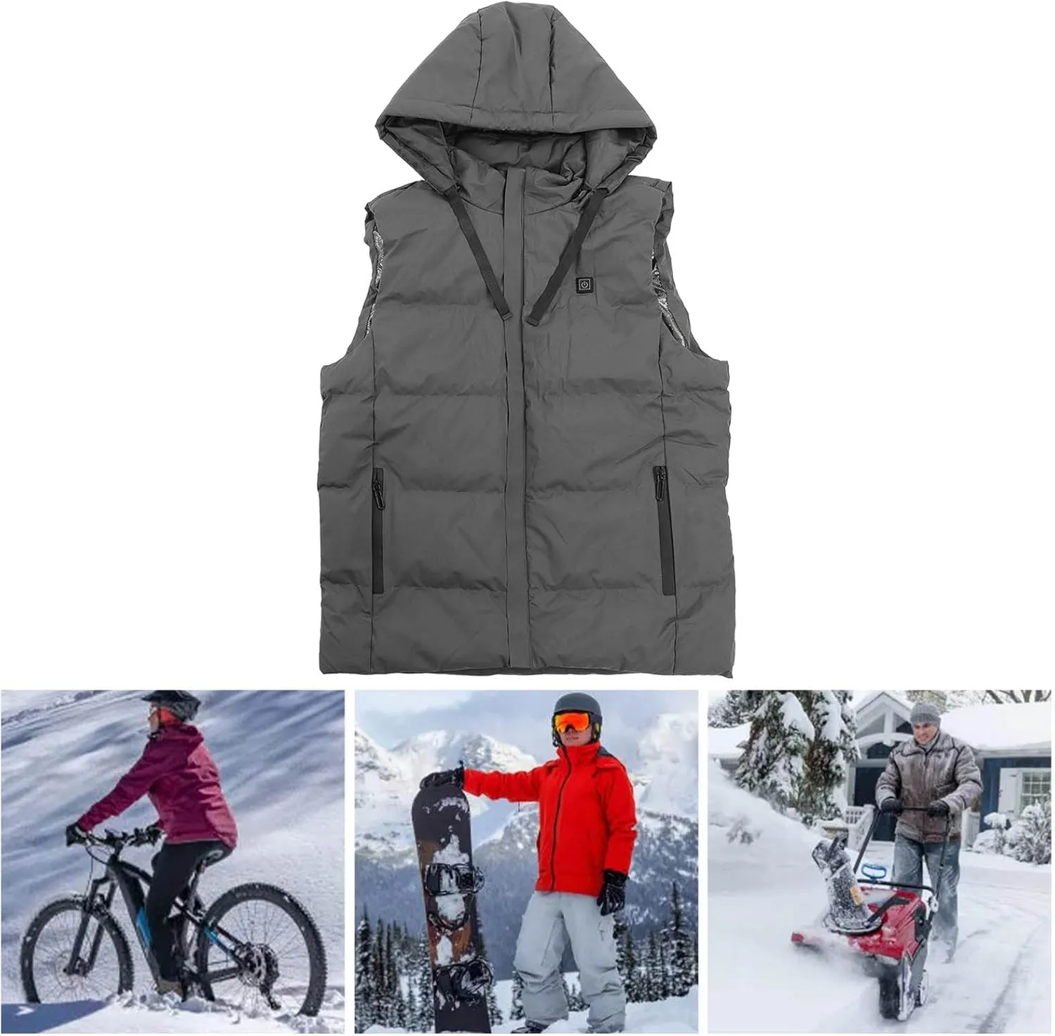 EVGATSAUTO Heated Vest, USB Heating Vest 3 Heating Levels Carbon Fiber for Winter
