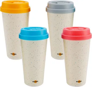 evron Spill Proof Travel Mug with Anti-Leak Locking Lid, Insulated Double-Wall Coffee Mugs for Hot and Cold Drinks (16oz 4 Pack)