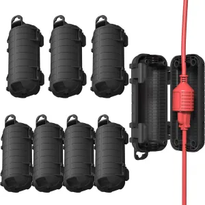 Extension Cord Cover Outdoor, 8 Pack IP54 Water-Resistant Power Cord Protector Electrical Connection Box Outside Cable Safety Cover for Electronics Plug Outlet Tool Holiday Light, Black