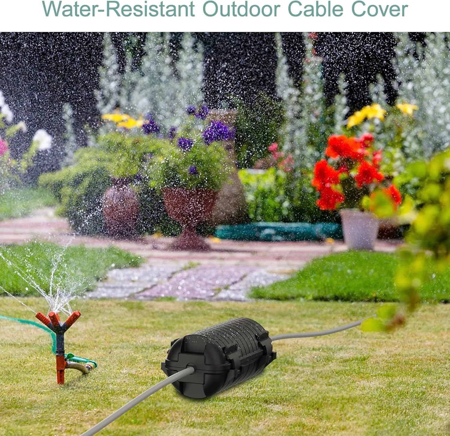 Extension Cord Cover Outdoor, 8 Pack IP54 Water-Resistant Power Cord Protector Electrical Connection Box Outside Cable Safety Cover for Electronics Plug Outlet Tool Holiday Light, Black