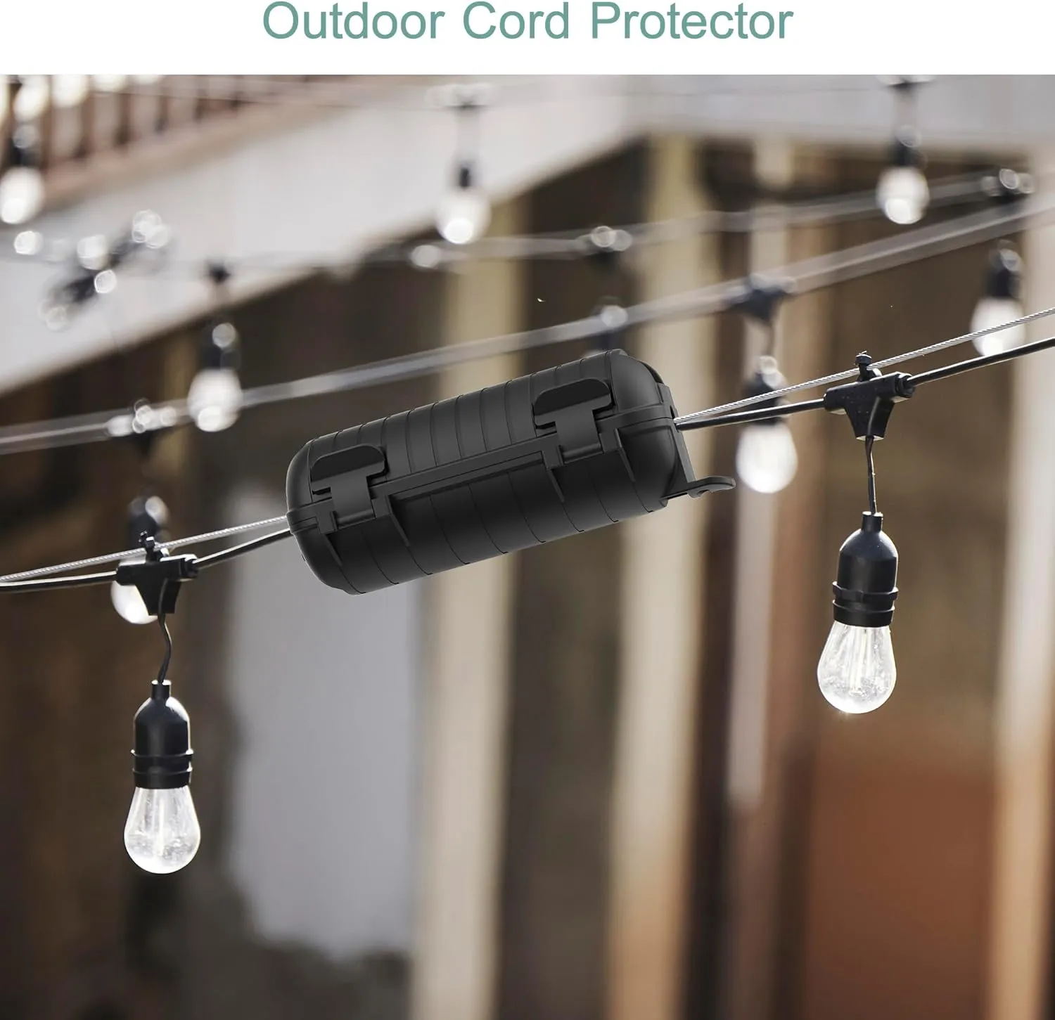 Extension Cord Cover Outdoor, 8 Pack IP54 Water-Resistant Power Cord Protector Electrical Connection Box Outside Cable Safety Cover for Electronics Plug Outlet Tool Holiday Light, Black