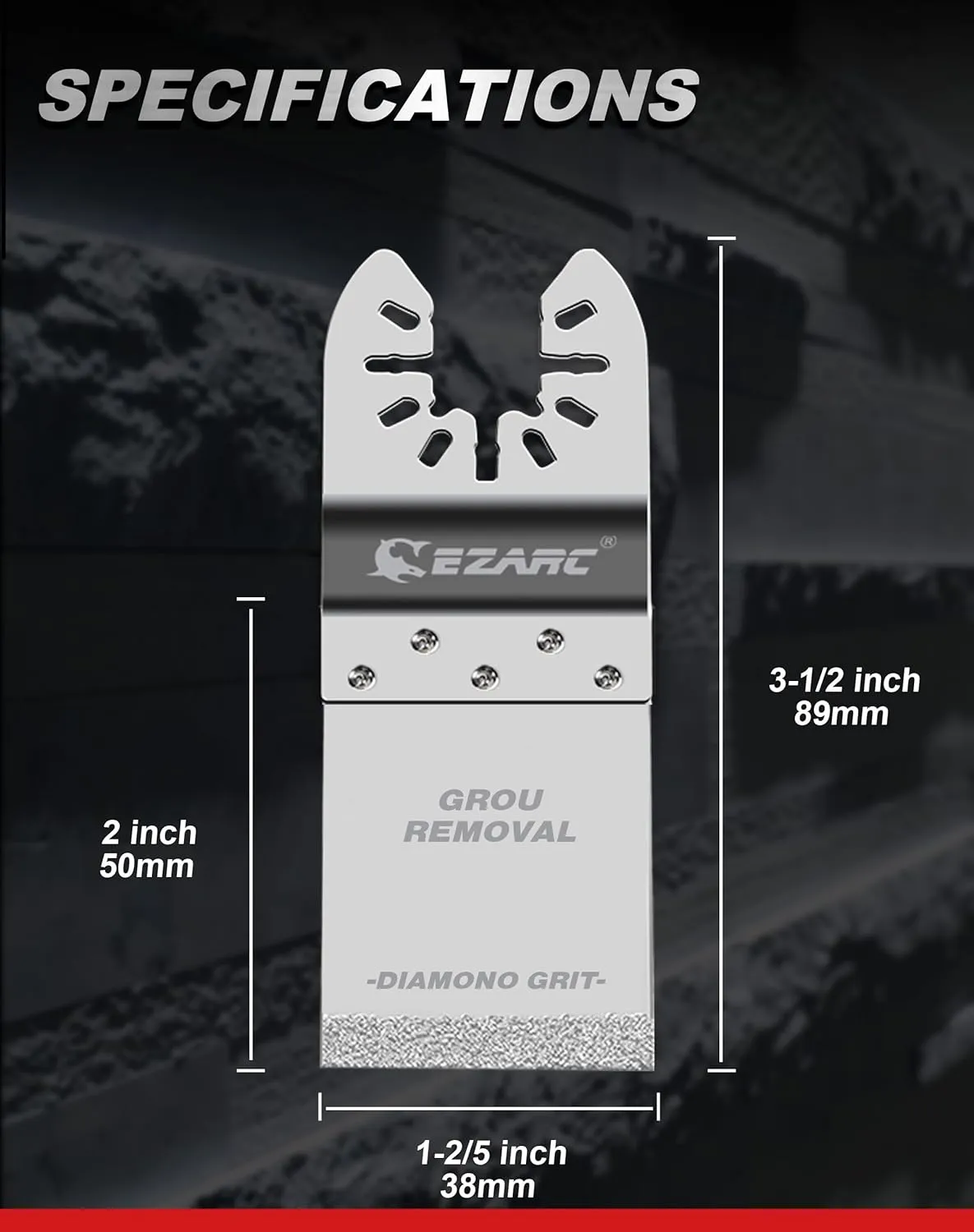 EZARC Diamond Oscillating Blade, Flush Cutting Oscillating Multi Tool Saw Blades for Grout Removal, Cleaning Mortar, 10-Pack