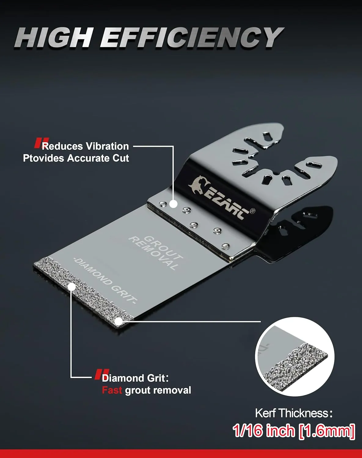 EZARC Diamond Oscillating Blade, Flush Cutting Oscillating Multi Tool Saw Blades for Grout Removal, Cleaning Mortar, 10-Pack