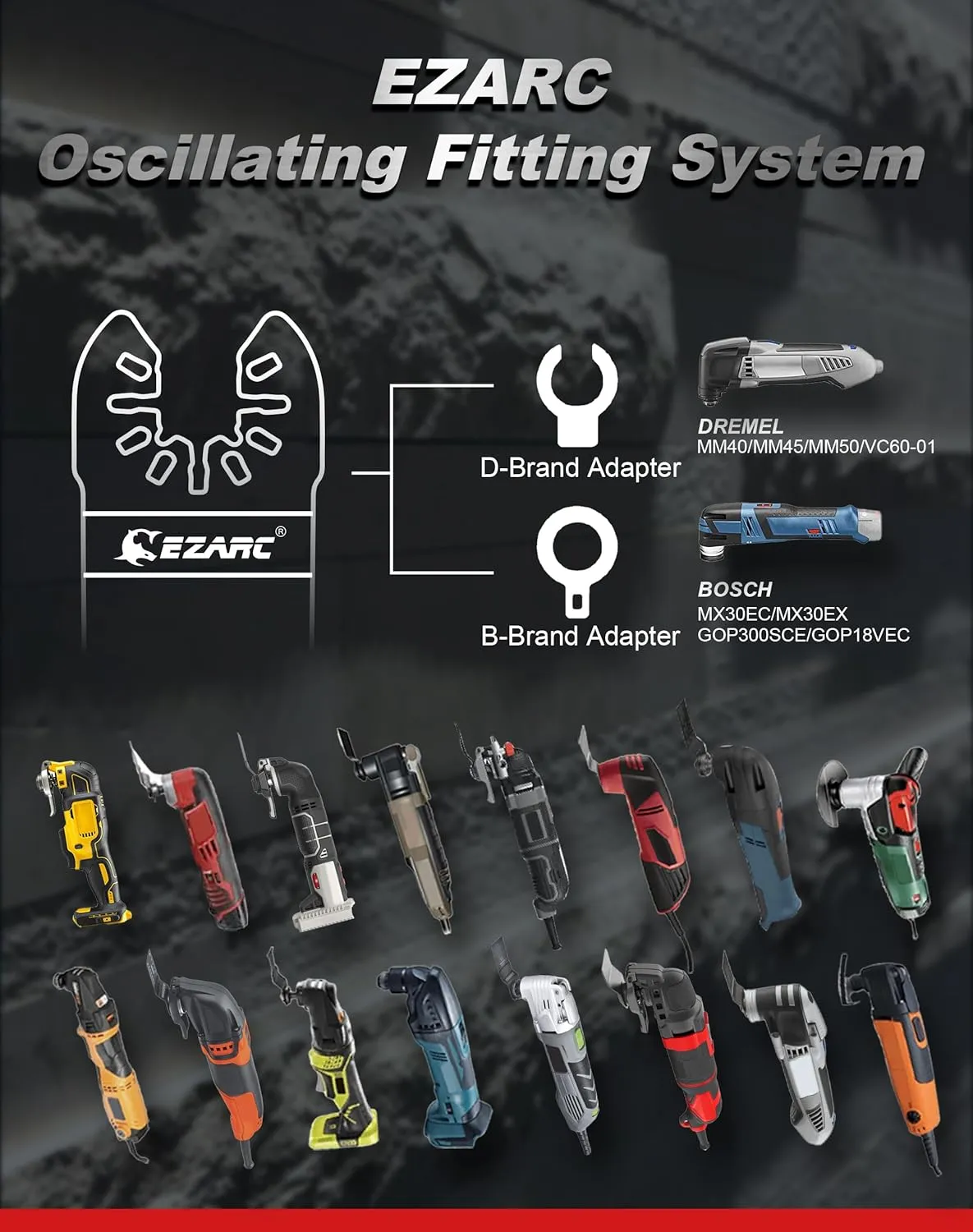 EZARC Diamond Oscillating Blade, Flush Cutting Oscillating Multi Tool Saw Blades for Grout Removal, Cleaning Mortar, 10-Pack