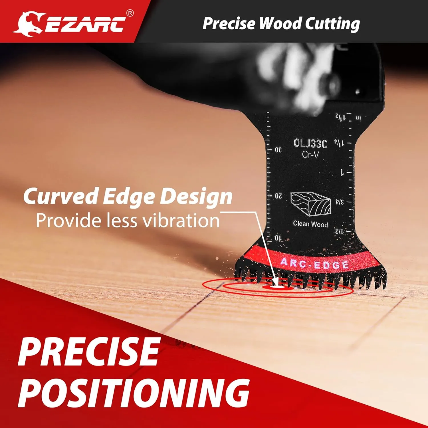 EZARC Japanese Tooth Oscillating Saw Blade, 5 PCS Arc Edge Oscillating Multitool Blades Clean Cut for Wood, Plastic