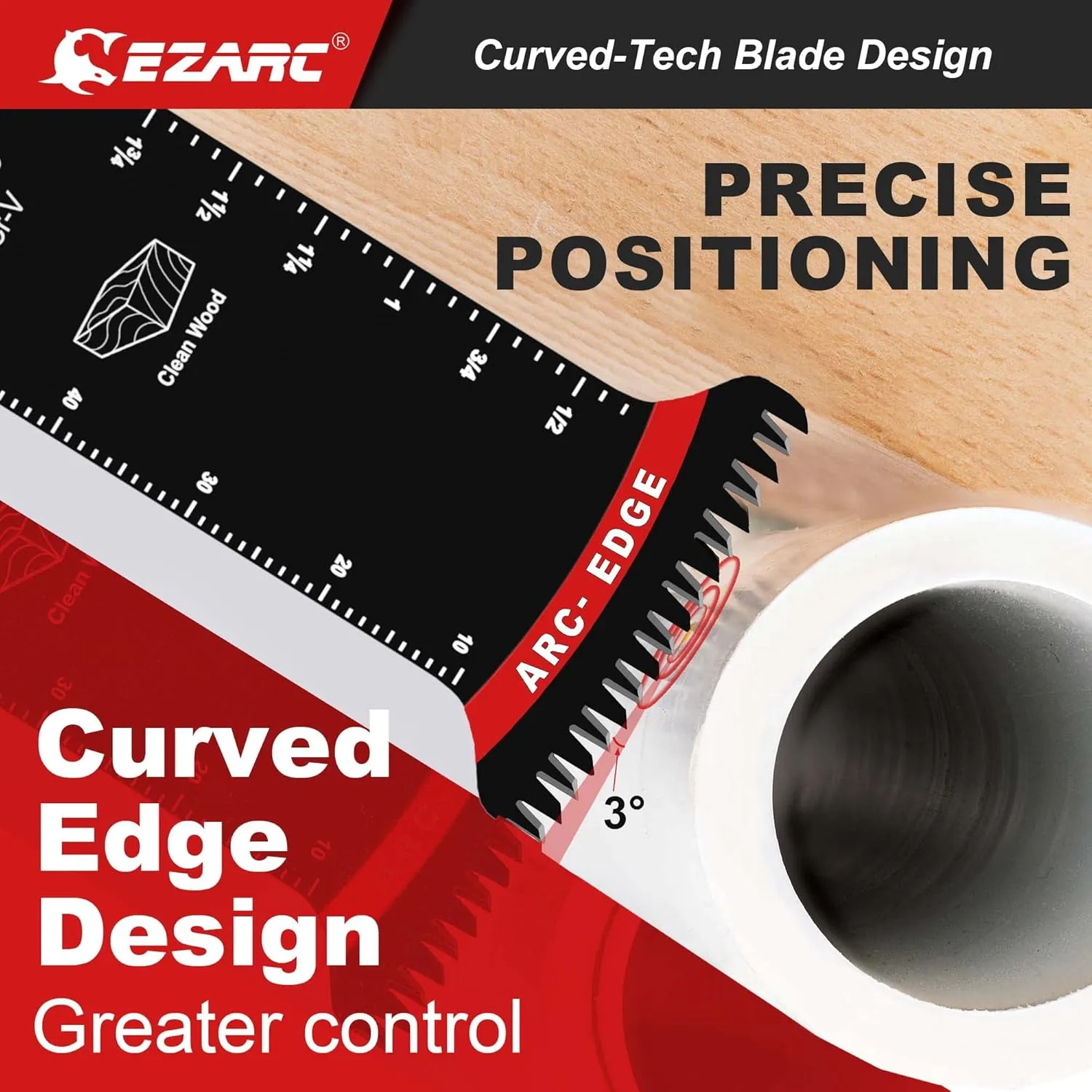 EZARC Japanese Tooth Oscillating Saw Blades, 20 PCS Extra-Long Arc Edge Oscillating Multitool Blades Clean Cut for Wood and Plastic, Universal Quick Release Multi Tool Blades Kits