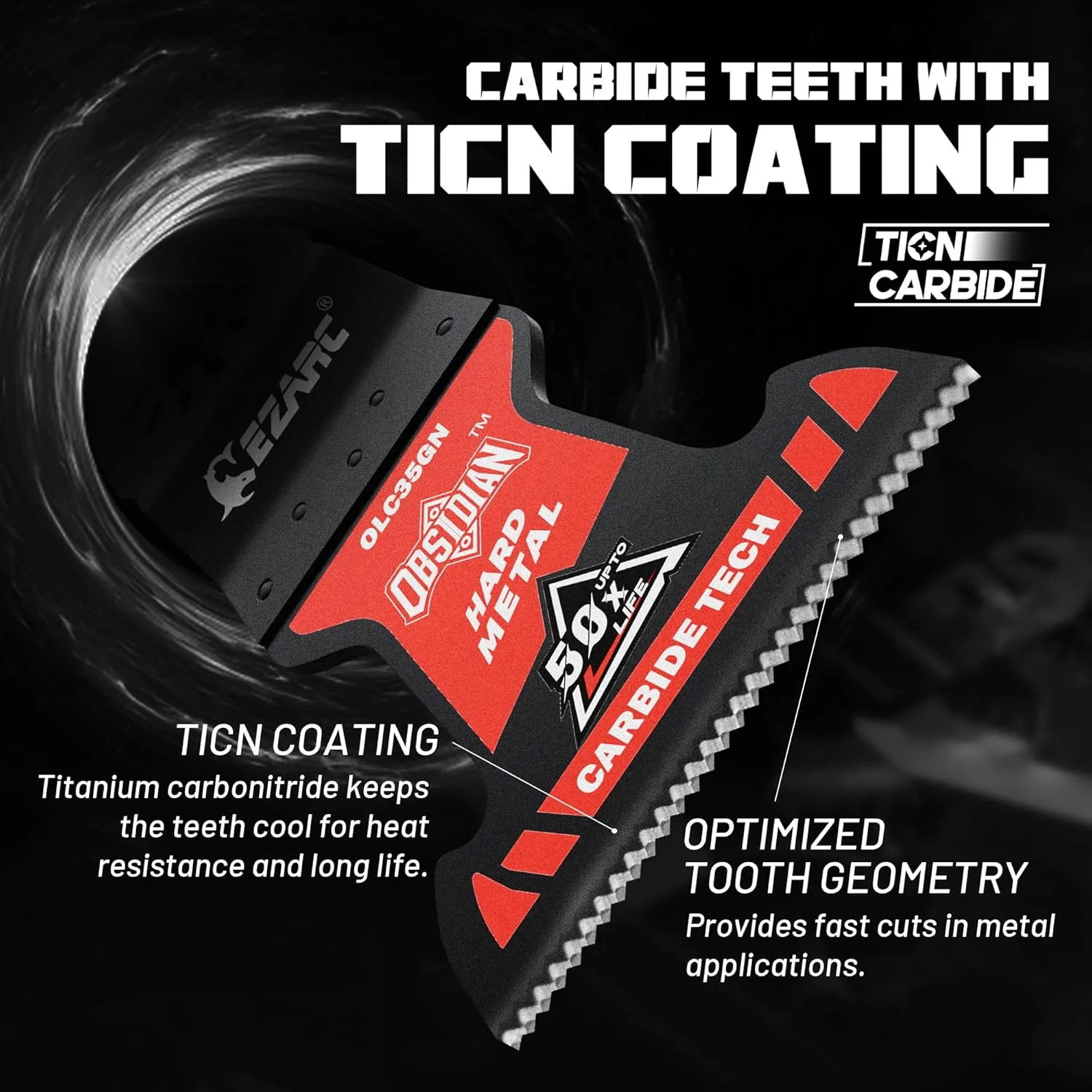 EZARC Obsidian Carbide Oscillating Saw Blades, Multi Tool Blades Quick Release for Hard Metal, Nails, Bolts and Screws, 3-Pack